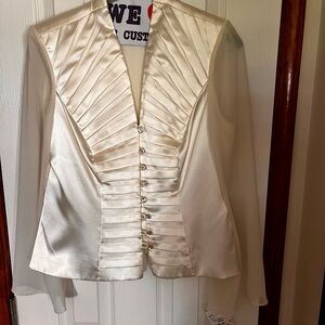 Elegant Cream Satin Women's blouse